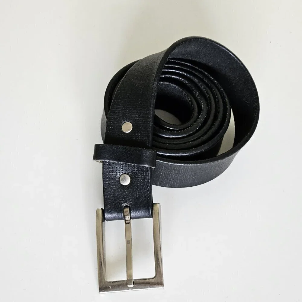 Keldon Belt Men 42 Black Genuine Leather Metal Buckle Made In Canada Vtg Classic